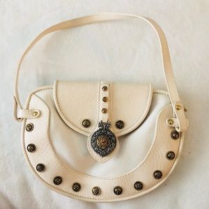 GIUSEPPE ZANOTTI WHITE GOLD BRASS SHOULDER BAG